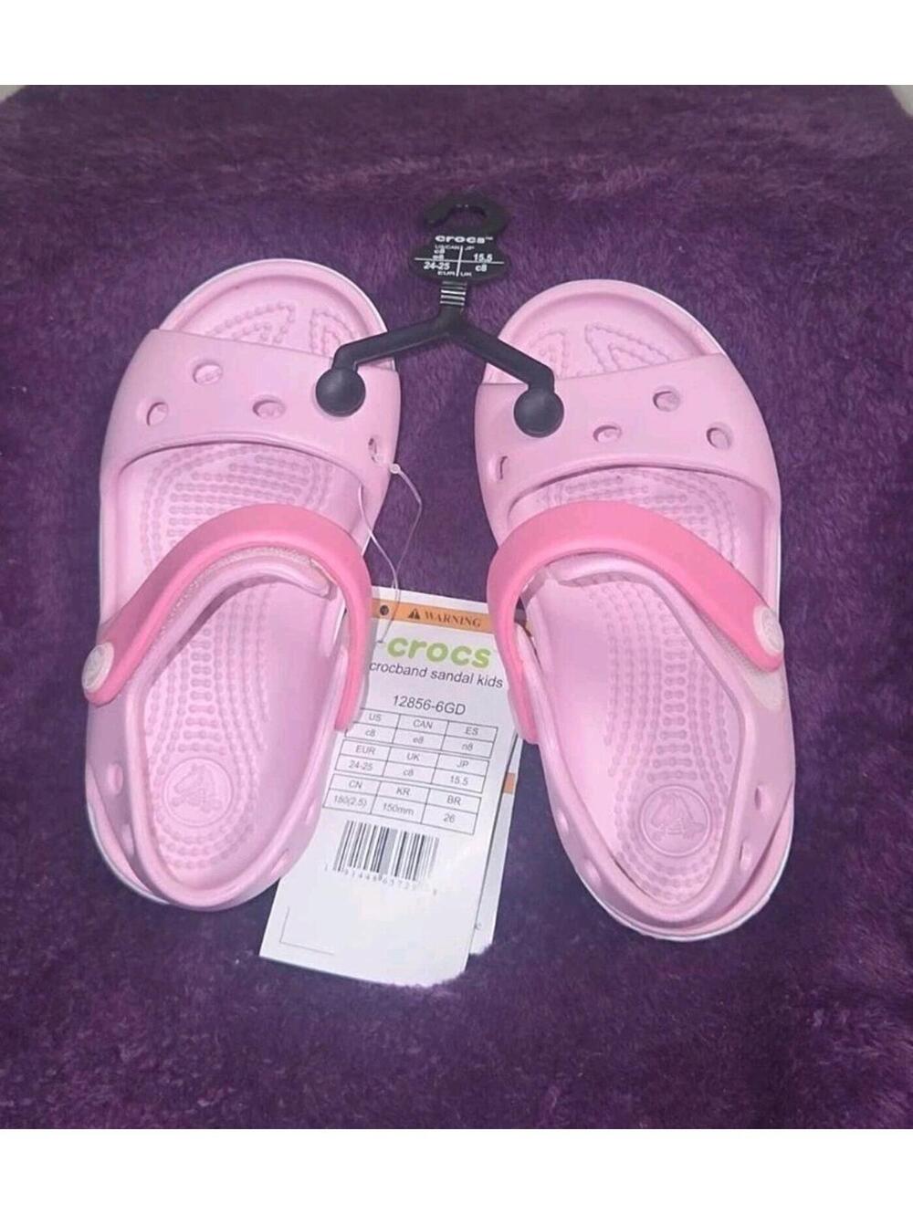 Kid's Crocs PINK Crocband Sandals Size C8 NWT
